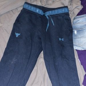 xs navy blue under armor and the rock collab sweatpants